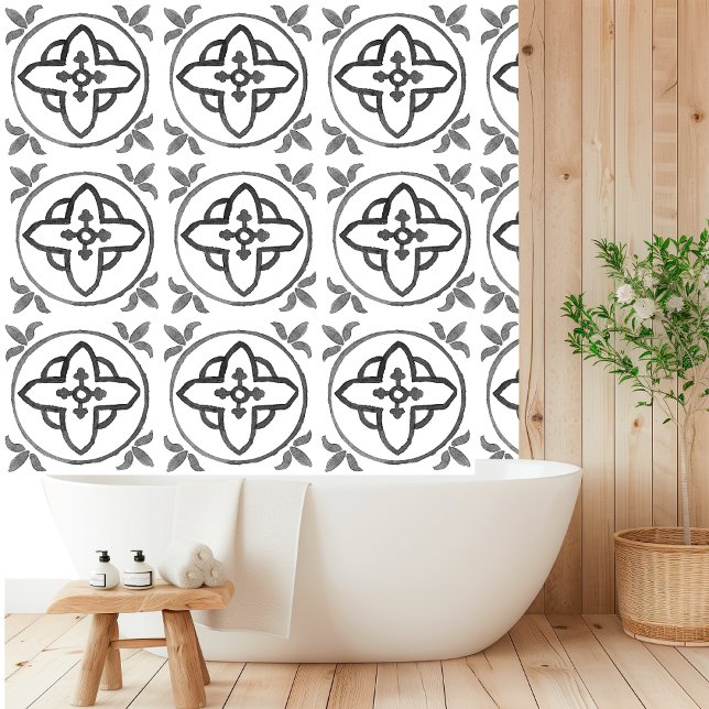 Papel Pintado Acuarela moderna de mosaico gris mediterráneo (Subido por el creador)