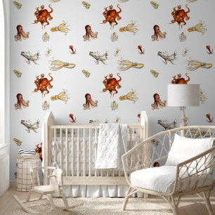 Papel Pintado Acuarela Octopus Cephalopod Ocean Animals