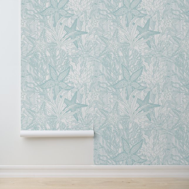 Papel Pintado Acuarela Plantas subacuáticas Starfish Aqua Coasta (Solicitud)