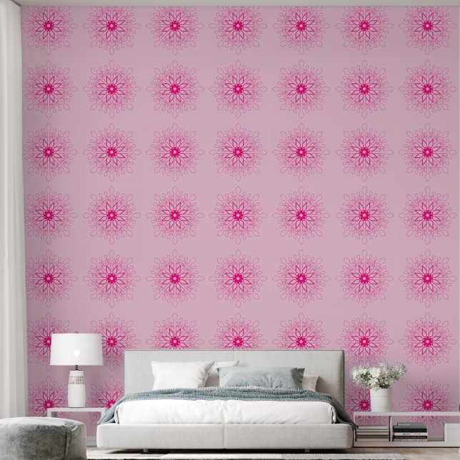 Papel Pintado acuarela rosa elegante floral botánica (Dormitorio)