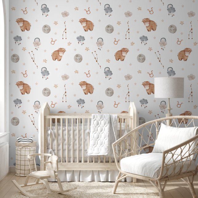Papel Pintado Acuarela Taurus Zodiac Nursery (Niños)