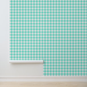 Papel Pintado Adhesivo de Patrón de Cuadros Turquesa Claro Lindo