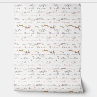 Papel Pintado Adorable Cats Peeking Over Hearts 