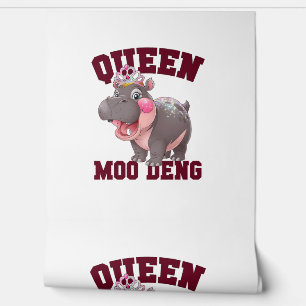 Papel Pintado Adorable REINA MOO DENG Mamá Bebé Hippo Princesa C