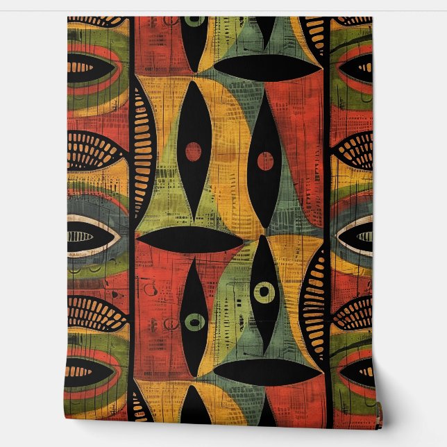 Papel Pintado African Abstract Gold Green (Desenrollar)