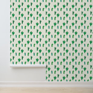 Papel Pintado Agrega tu nombre   Modelo de Cactus Verde Brillant