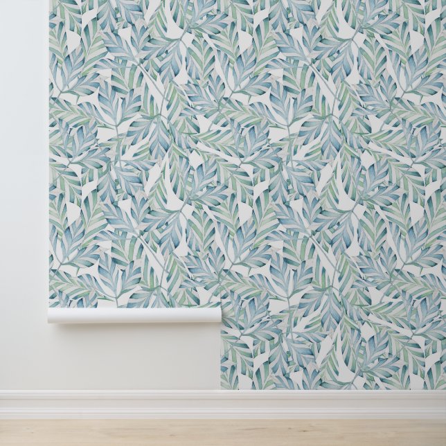 Papel Pintado Agrega tu nombre | Patrón de hoja a rayas decorati (Solicitud)