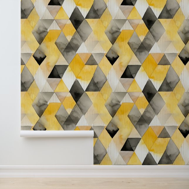 Papel Pintado Agua geométrica amarilla y gris (Solicitud)