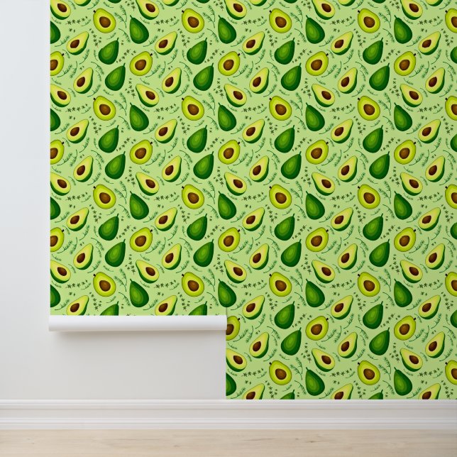 Papel Pintado Aguacate de frutas patrón verde (Solicitud)