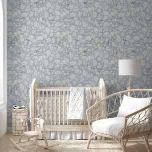 Papel Pintado Aguas Florales Azules Calmables Nursery
