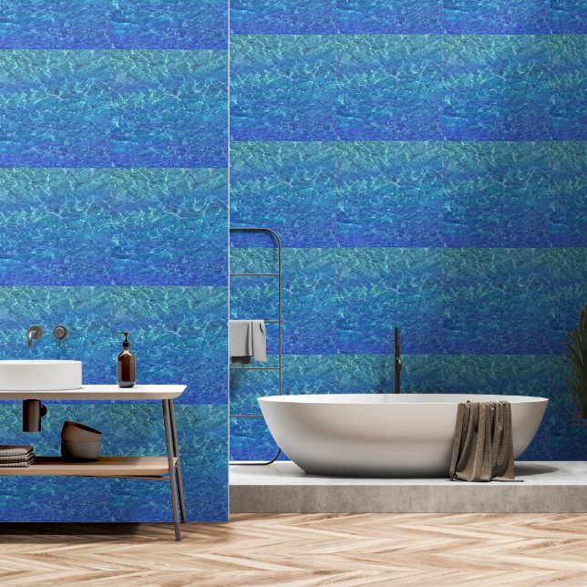 Papel Pintado Aguas transparentes Playa Mar Azul Verde azulado (Baño)