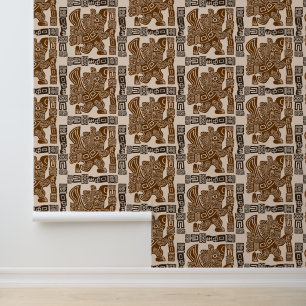 Papel Pintado Águila azteca guerrera arte tribal antiguo