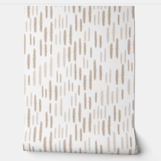 Papel Pintado Agujas de pino marrón gris suave (Desenrollar)