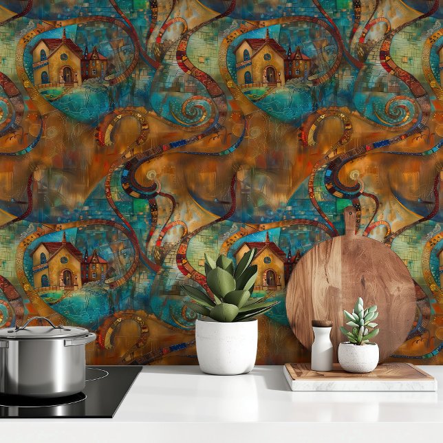 Papel Pintado Aldea caprichosa: Resumen artístico de palo y palo (Subido por el creador)