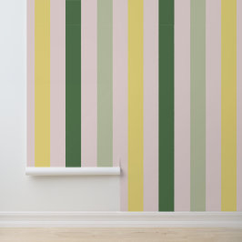 Papel Pintado Alegre patrón de franja verde y amarillo limón