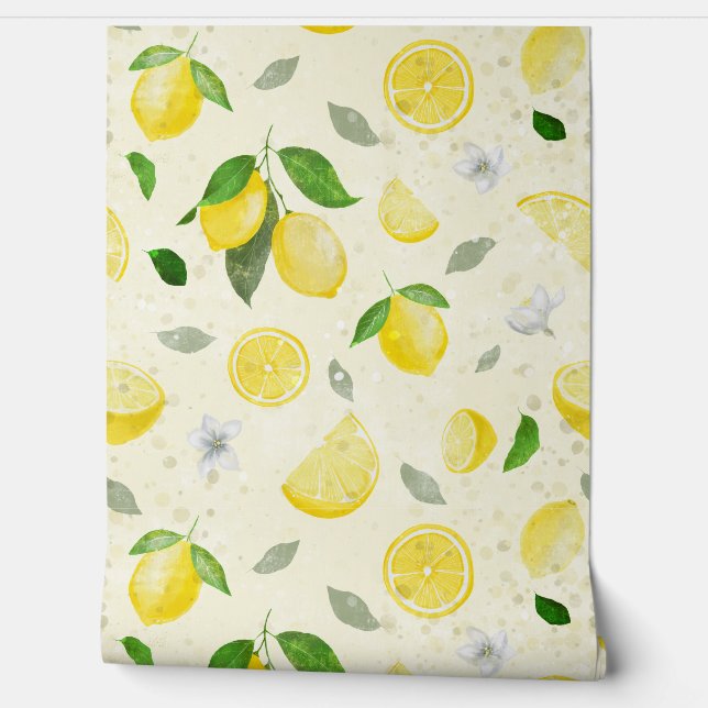 Papel pintado alegre y alegre de limón en rollos (Desenrollar)