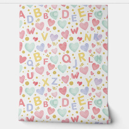 Papel Pintado Alfabeto Corazones y Pasteles