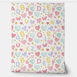 Papel Pintado Alfabeto Corazones y Pasteles