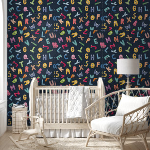 Papel Pintado Alfabeto de Monstruo Cute