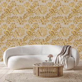 Papel Pintado Algas doradas contra palo de arena