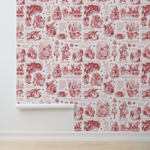 Papel Pintado Alicia en la guardería de tela blanca roja del paí