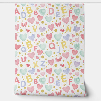 Papel Pintado Alphabet Hearts & Pastels