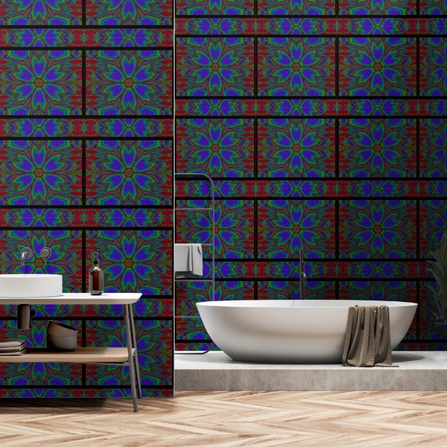 Papel Pintado Amanecer azul, verde y rojo (Baño)