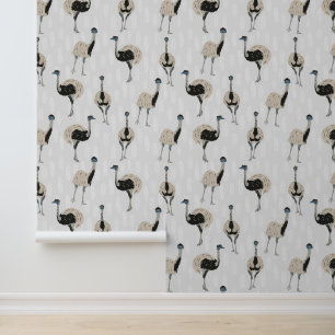 Papel Pintado Amantes De Las Aves De Emus Pattered