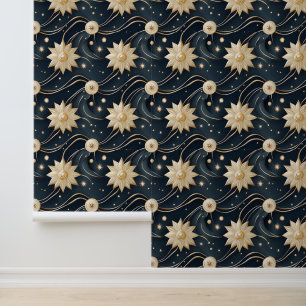 Papel Pintado Amantes dorados y olas celestes