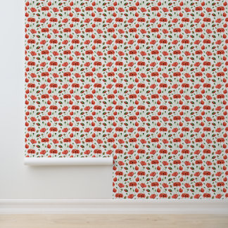 Papel Pintado Amapola Roja Acuarela Flor Silvestre