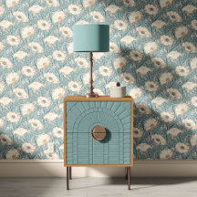 Amapola vintage en crema azul beige óxido