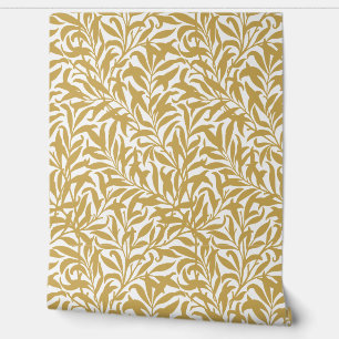 Papel Pintado Amarillo Mostaza y Rama de Sauce Blanco