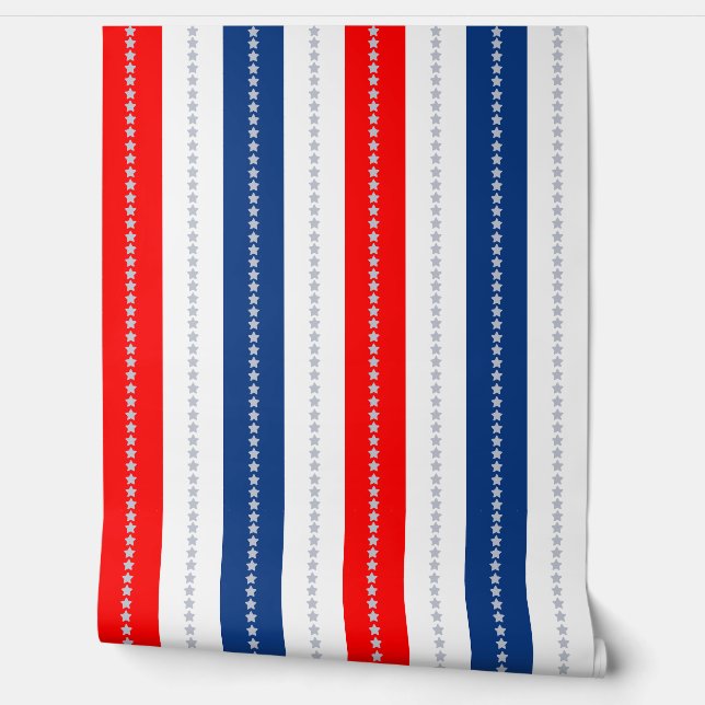 Papel Pintado Americana Red White Blue Stars & Stripes (Desenrollar)