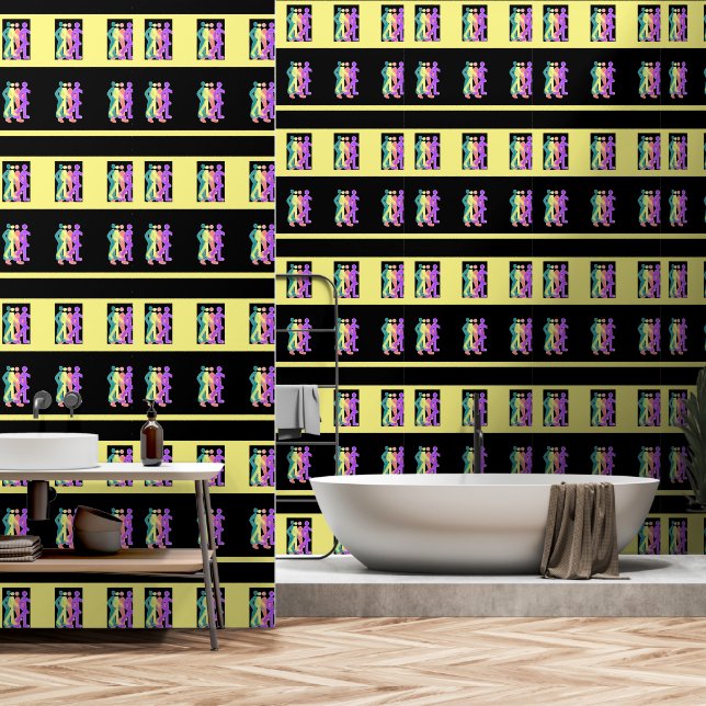 Papel Pintado Amigos viajando amarillo (Baño)