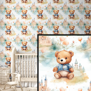 Papel Pintado Amigos y castillos de osito de peluche marrón
