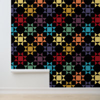 Amish Quilt Imprimir colores brillantes en negro