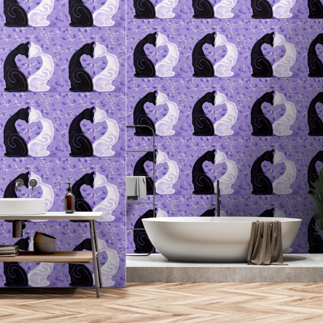 Papel Pintado Amor al gato de pareja (Baño)