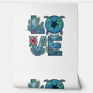 Papel Pintado Amor Tortuga Marina Tierra Tropical