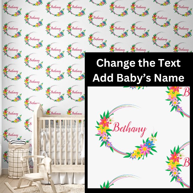 Papel Pintado Añadir nombre de bebé en marco circular de flores  (Subido por el creador)