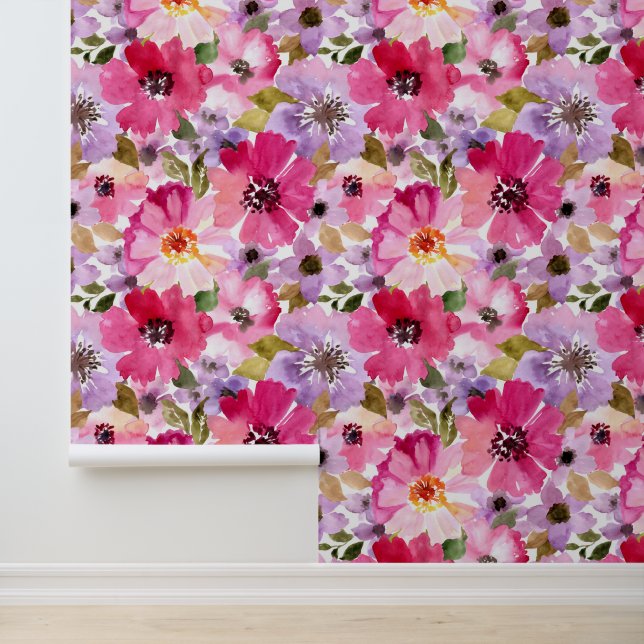 Papel Pintado Añadir su monograma | Floral acuática de verano (Solicitud)