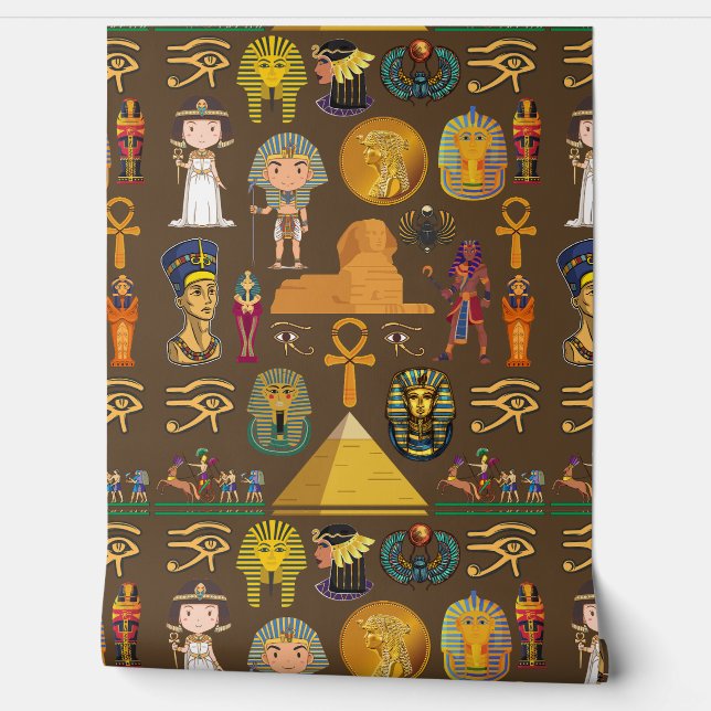 Papel Pintado Ancient Egyptian Hieroglyphic -Pattern Symbol  (Desenrollar)