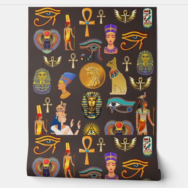 Papel Pintado Ancient Egyptian Hieroglyphic Pattern Symbol    (Desenrollar)