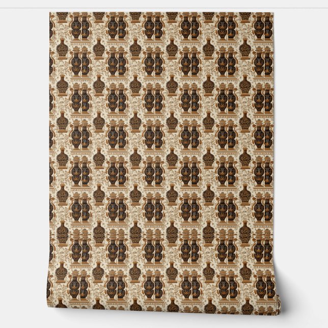 Papel Pintado Ancient Greece Toile de Jouy Classic Vases Pattern (Desenrollar)