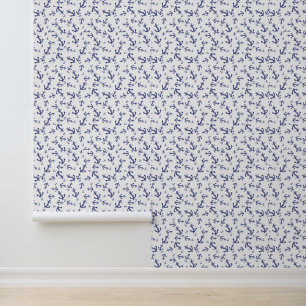 Papel Pintado Anclajes náuticos azules y blancos