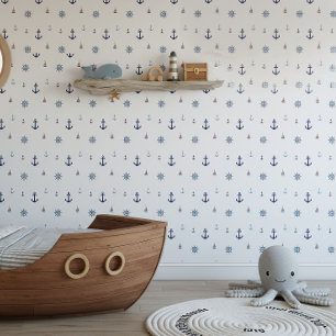 Papel Pintado Anclas y timones náuticos para niños ID1256