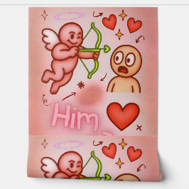 Papel Pintado Angel Graphic Pink Heart Floral Vinyl 
