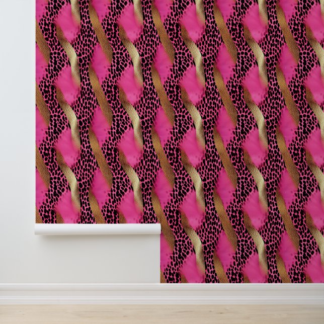Papel Pintado Animal de Leopardo Rosa Glam Gold (Solicitud)