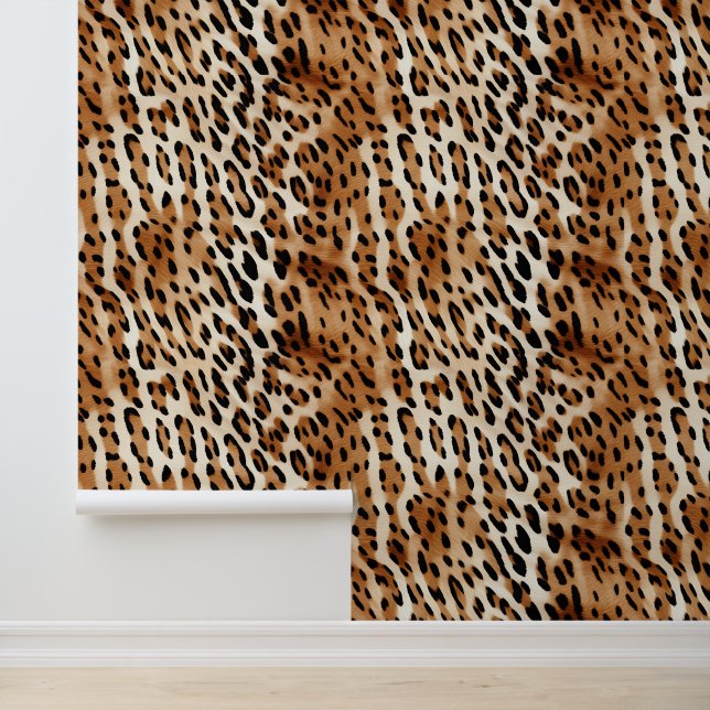 Papel Pintado Animal leopardo de los cremas blancos marrones (Solicitud)