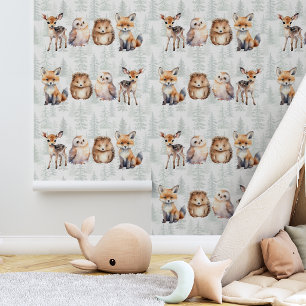 Papel Pintado animales bebés lindos de la naturaleza acuarela bo