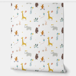 Papel Pintado Animales Cute Giraffe Oso Elefante Niños Nursera